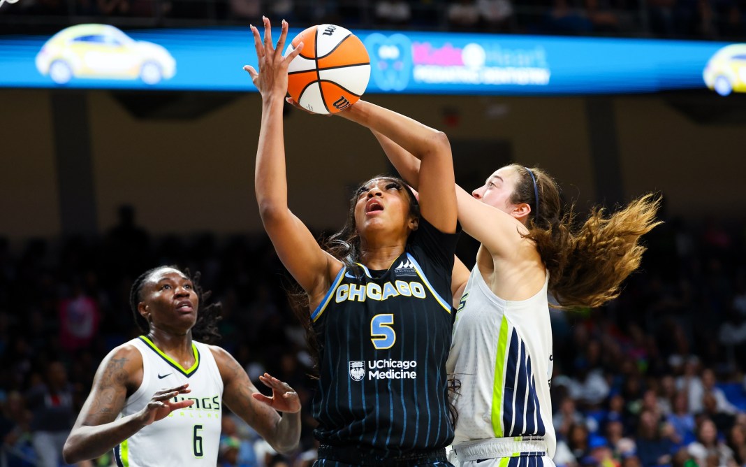 chicago sky forward shoots ball