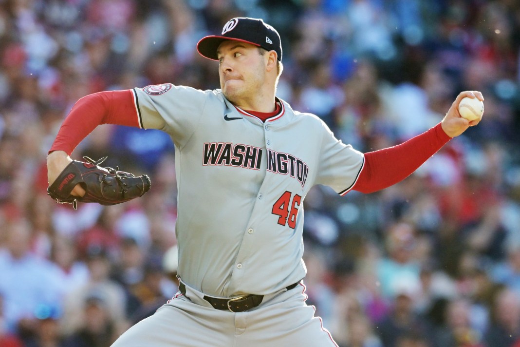 Washington Nationals starter Patrick Corbin throws a pitch against the Cleveland Guardians.