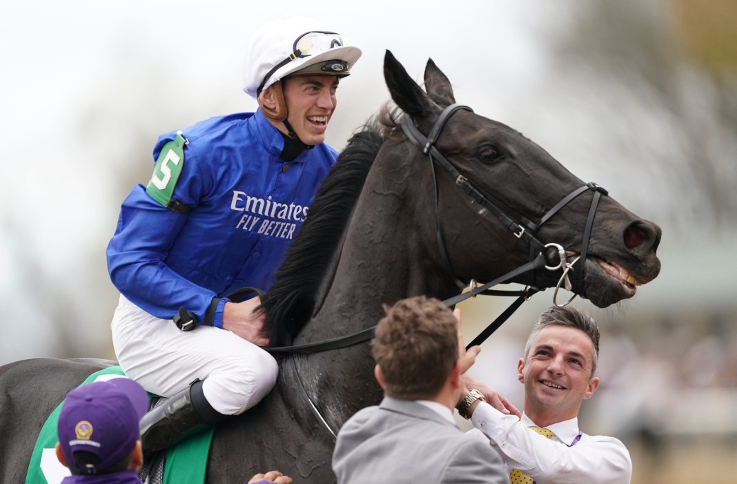 nations pride in the arlington million with jockey william buick