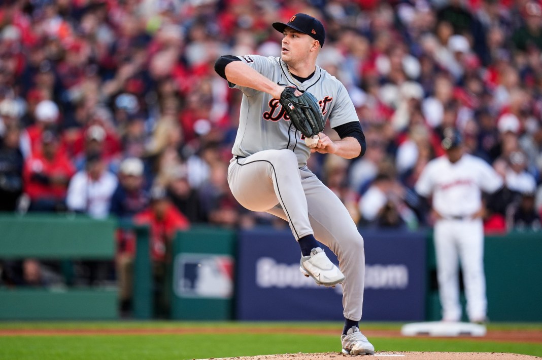 Detroit Tigers pitcher Tarik Skubal (29) throws against Cleveland Guardians