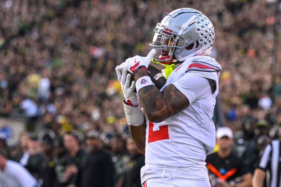 Ohio State Buckeyes wide receiver Emeka Egbuka catches a pass