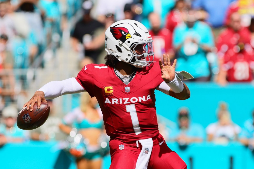 Arizona Cardinals quarterback Kyler Murray throws the football against the Miami Dolphins during the second quarter at Hard Rock Stadium.