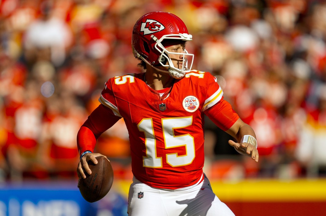 Chiefs quarterback Patrick Mahomes throws a pass during the 2024 NFL season.