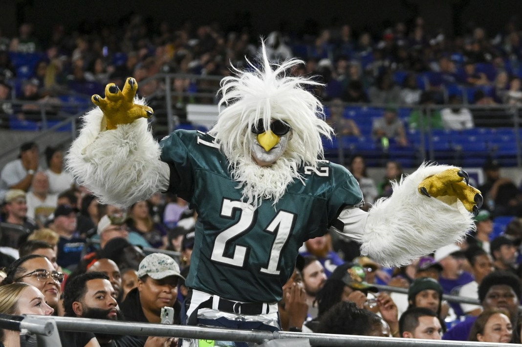 Philadelphia Eagles fan cheers during the second half of a preseason game against the Baltimore Ravens at M&T Bank Stadium