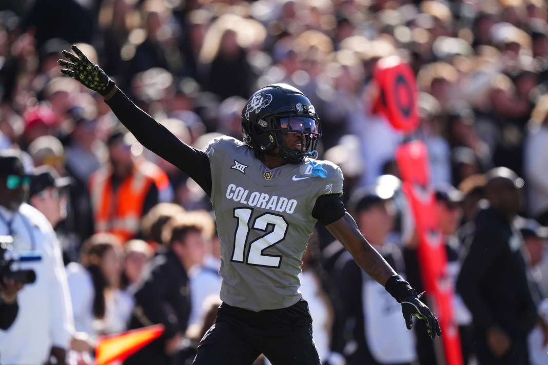 Colorado star Travis Hunter calls for the ball against Utah in the 2024 college football season.