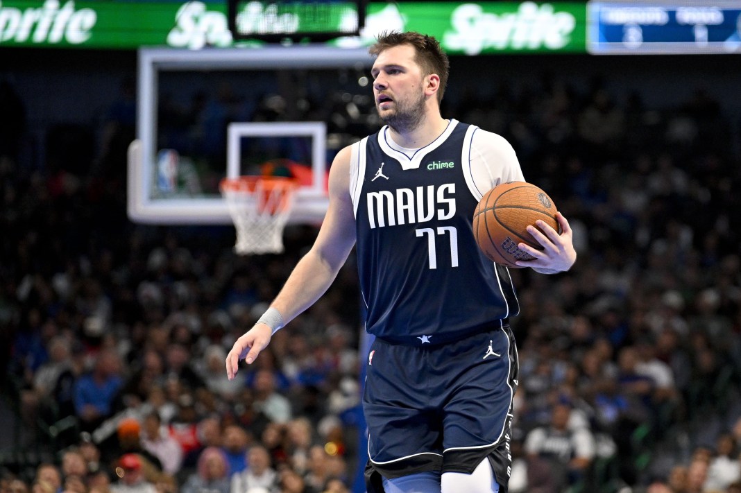 Dallas Mavericks guard Luka Doncic brings the ball up court against the New Orleans Pelicans