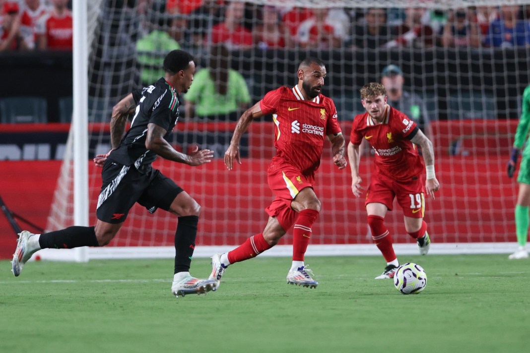 Liverpool forward Mohamed Salah (11) controls the ball against Arsenal during the second half at Lincoln Financial Field