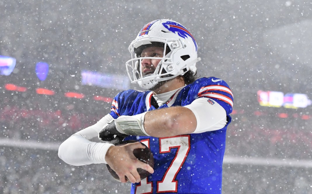 Bills superstar Josh Allen celebrates a touchdown against the 49ers during the 2024 NFL season.