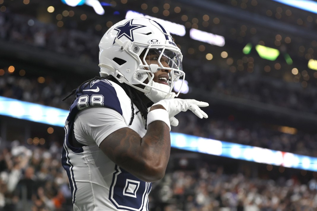 Cowboys star CeeDee Lamb celebrates a touchdown against the Bengals during the 2024 NFL season.