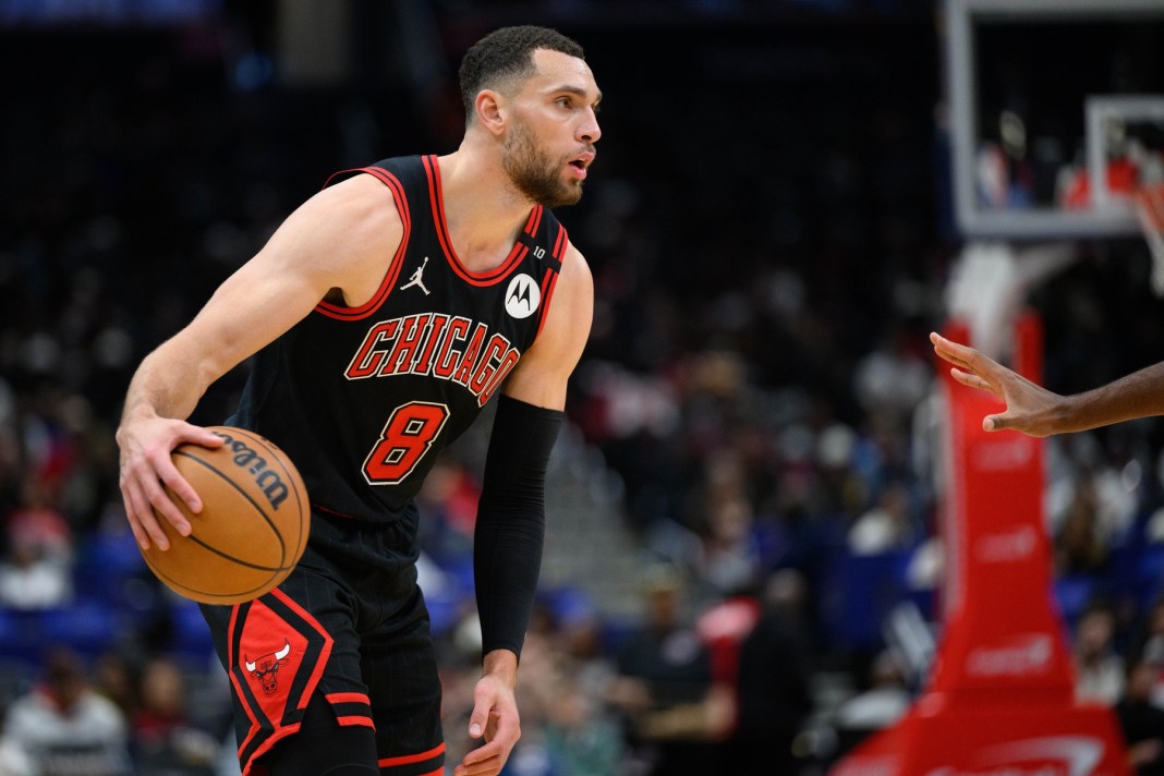 Bulls guard Zach LaVine looks to score against the Wizards during the 2024-25 NBA season.